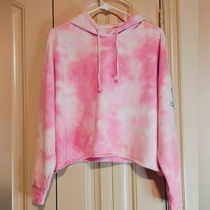 Free People Movement SZ M Pink Cropped Hoodie Sweatshirt  Oversized Tie-dyed